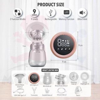 MOMO HOUSE LED Rechargeable Breast Pump Double Electric Breast Pump Pam Susu USB Led Screen Breast Pump Electric