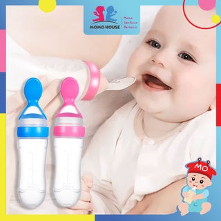 Silicone Baby Food Squeeze Feeder With Spoon Cover Easy Feeder Spoon Sudu Makan Baby Easy Feeder