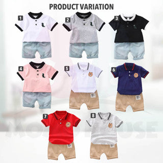 Short Sleeve Baby Boy Kids Polo Shirt Set Dino Design POLO T-shirt + Pant Baju Kanak-Kanak Lengan Pendek T-shirt(MYB039)