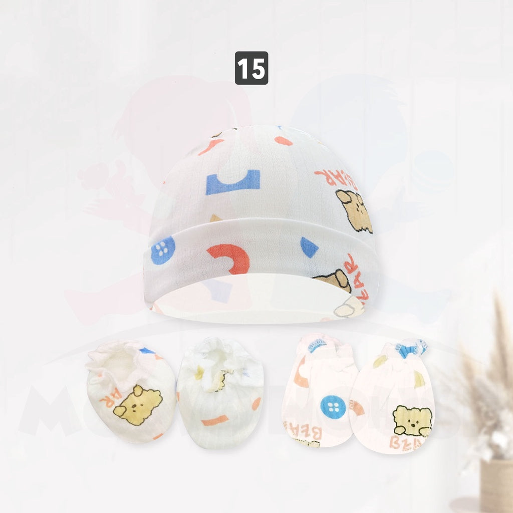 Newborn Infant Baby Mitten Booties Set Bayi Sarung Tangan Dan Kaki