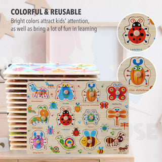 ðŸ”¥Hot itemðŸ”¥Wooden Educational Hand Grip Jigsaw Puzzle Kids & Baby Early Learning Knob Puzzle Toys