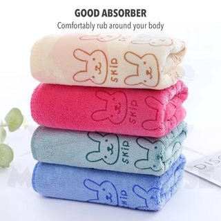 Absorbent Towel Cute Rabbit Design Multifunction Infant Baby Bath Towel Tuala Bayi (25x50cm)