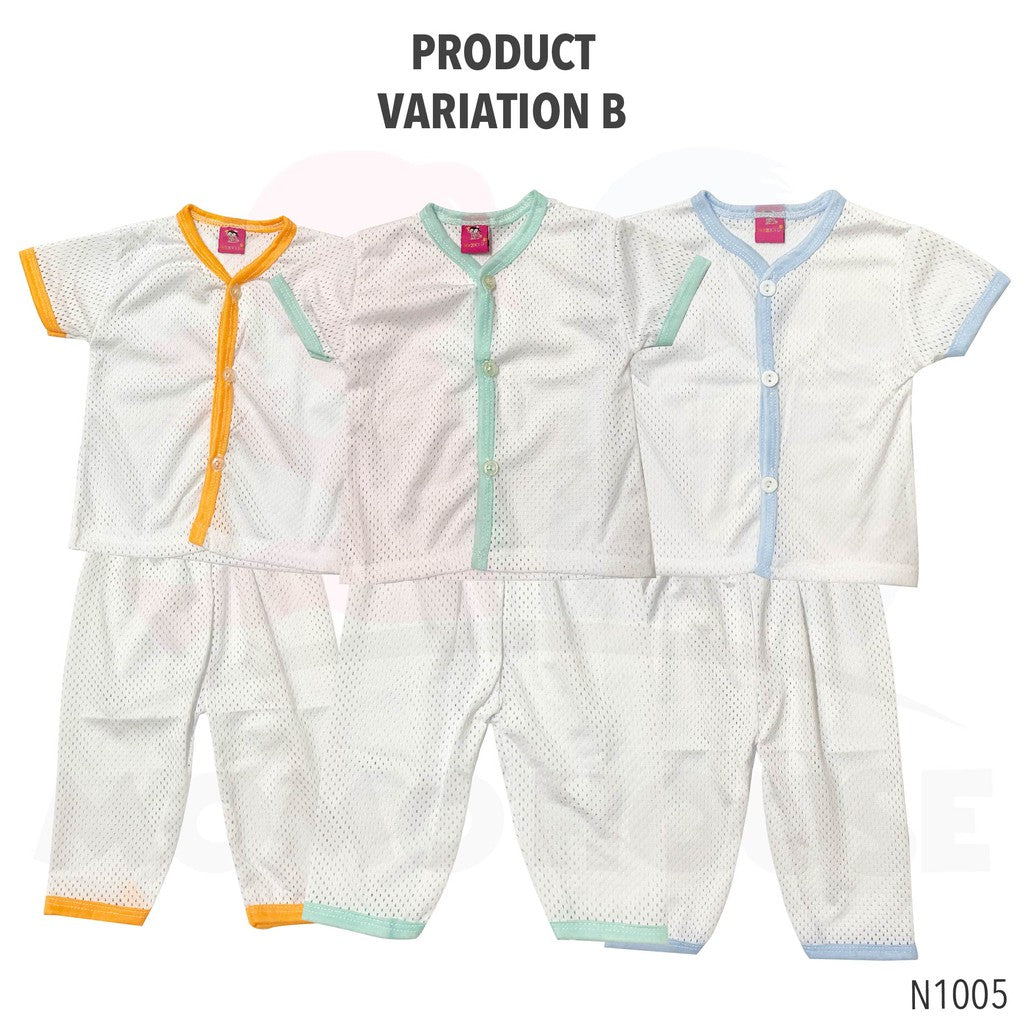 Baby T-shirt Waterdrop Eyelet Suit / Baju Baby Lubang (3-24M) (1pcs = Baju + Seluar) (Random Pick) (N1015 & N1005)
