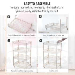 Multipurpose Stackable 4 Tier White Storage Rack Baby Kid Toy Storage Rack Bedroom Rak Serbaguna (Narrow/Wide)