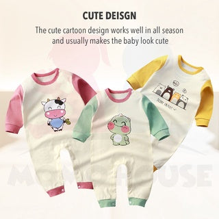 Newborn Baby Cute Animal Cartoon Romper Jumpsuits Cotton Long-Sleeved Baju Bayi Soft Clothing Toddler Pyjamas (MYB053)