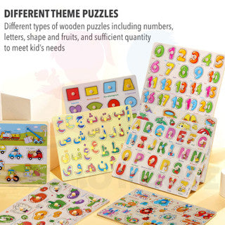 ðŸ”¥Hot itemðŸ”¥Wooden Educational Hand Grip Jigsaw Puzzle Kids & Baby Early Learning Knob Puzzle Toys
