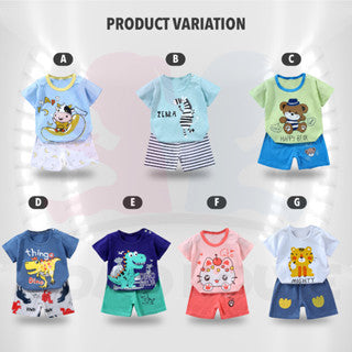 T-Shirt Newborn Baby Girls Boy Baju Murah Budak Baju Set Budak Baby Set Clothes Short Sleeve Shirt Cotton Shirt Kids