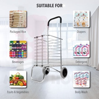 Anti Rust& Extra Large Shopping Cart Shopping Trolley Multifunctional Kereta Tolak Foldable Grocery Market Trolley