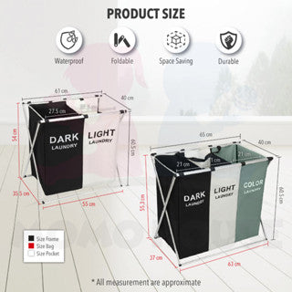 Foldable Laundry Basket Bag Laundry Besar Dirty Laundry Basket Large Cloth Basket Baju Kotor Dobi Bakul Pakaian Kotor洗衣篮