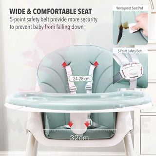 Multifunction Baby Chair Feeding Safety Baby Chair Adjustable Foldable Portable Dining High Chair Baby with Storage Bag