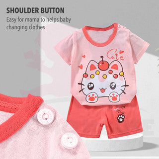 T-Shirt Newborn Baby Girls Boy Baju Murah Budak Baju Set Budak Baby Set Clothes Short Sleeve Shirt Cotton Shirt Kids