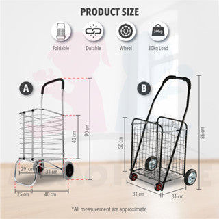 Anti Rust& Extra Large Shopping Cart Shopping Trolley Multifunctional Kereta Tolak Foldable Grocery Market Trolley