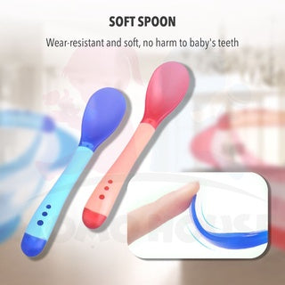 Baby Feeding Bowl with Spoon Temperature Detection Baby Food Baby Feeding Bowl Bekas Makan Bayi