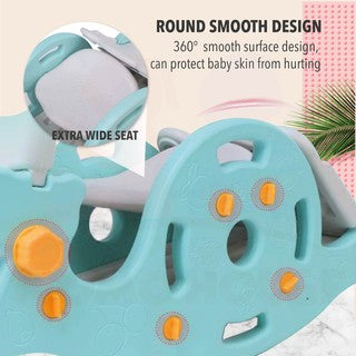 (New Design) 3 in 1 Playground Children Rocking Horse Slide For Kids & Detachable Chair Set