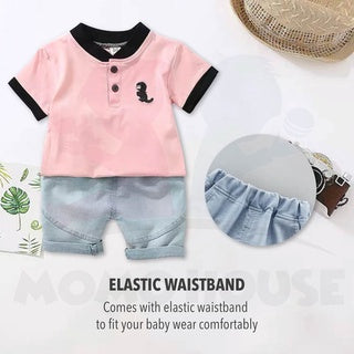 Short Sleeve Baby Boy Kids Polo Shirt Set Dino Design POLO T-shirt + Pant Baju Kanak-Kanak Lengan Pendek T-shirt(MYB039)