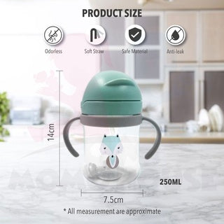 Baby Water Bottle Learning Cup Non-spill Training Cup Leak-Proof Fee With Gravity Ball Straw Handle Bottle 250ml