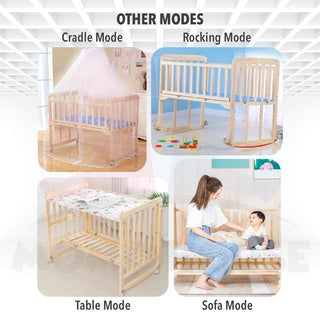 Multi Functional Single Layer Wooden Baby Cot with Mosquito Stand & Net Katil Bayi Dgn Kelambu