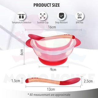 Baby Feeding Bowl with Spoon Temperature Detection Baby Food Baby Feeding Bowl Bekas Makan Bayi