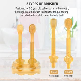 Berus Gigi Baby 3 in 1 Silicone Baby Toothbrush Tongue Cleaner Baby Soft Toothbrush Infants Pembersih Lidah Baby Tooth B