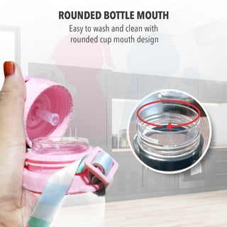 Kids Water Bottle BPA FREE 580ml Drinking Straw Water Tumbler Shoulder Strap For Bottle Botol Air Kanak