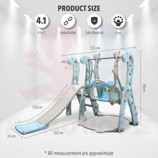 (New Design) Musical Kids Slide Playground 5-in-1 Home Toy Long Slider Basketball Hoop With Music Kids Toys