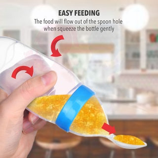 Silicone Baby Food Squeeze Feeder With Spoon Cover Easy Feeder Spoon Sudu Makan Baby Easy Feeder