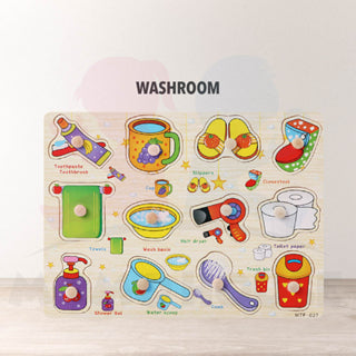 ðŸ”¥Hot itemðŸ”¥Wooden Educational Hand Grip Jigsaw Puzzle Kids & Baby Early Learning Knob Puzzle Toys