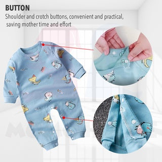 Newborn Baby Cute Animal Cartoon Romper Jumpsuits Cotton Long-Sleeved Baju Bayi Soft Clothing Toddler Pyjamas (MYB053)