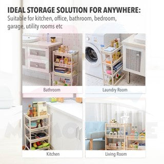 Multipurpose Stackable 4 Tier White Storage Rack Baby Kid Toy Storage Rack Bedroom Rak Serbaguna (Narrow/Wide)