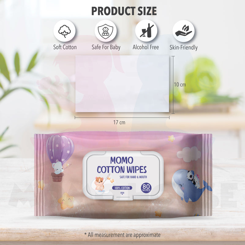 80PCS Premium Baby Wet Wipes Tisu Basah Wet Tissue With Cover Non-Alcohol, Parabens Free, Fragrance Free