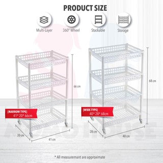 Multipurpose Stackable 4 Tier White Storage Rack Baby Kid Toy Storage Rack Bedroom Rak Serbaguna (Narrow/Wide)