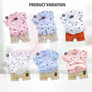 Newborn Baby Boy Clothing Shirt Short Sleeve Set (BM025)