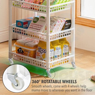 Multipurpose Stackable 4 Tier White Storage Rack Baby Kid Toy Storage Rack Bedroom Rak Serbaguna (Narrow/Wide)