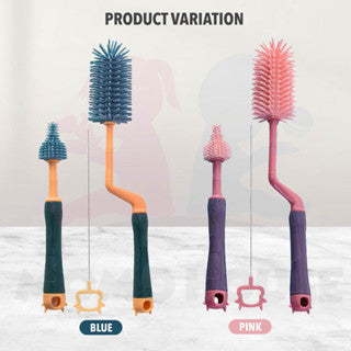 Silicone Milk Bottle Brush Set Botol Susu Berus Cuci Botol Cleaning Brush Nipple Straw Brush Pencuci Botol Susu