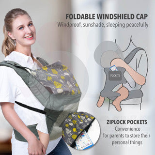 (New Design) Foldable Baby Toddler Kids Ergonomic Breathable Adjustable Carrier with Hood Dukung Bayi