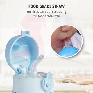 Kids Water Bottle BPA FREE 580ml Drinking Straw Water Tumbler Shoulder Strap For Bottle Botol Air Kanak