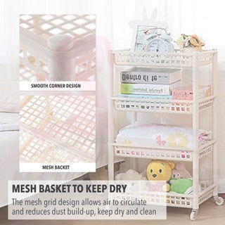 Multipurpose Stackable 4 Tier White Storage Rack Baby Kid Toy Storage Rack Bedroom Rak Serbaguna (Narrow/Wide)