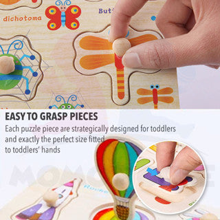 🔥Hot item🔥Wooden Educational Hand Grip Jigsaw Puzzle Kids & Baby Early Learning Knob Puzzle Toys