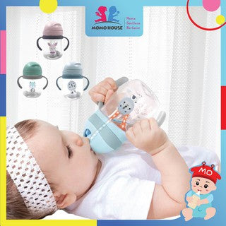 Baby Water Bottle Learning Cup Non-spill Training Cup Leak-Proof Fee With Gravity Ball Straw Handle Bottle 250ml