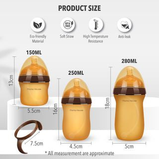 Momo House Silicone Baby Milk Bottle Botol Susu Newborn & Kids Anti Colic Feeding Wide Neck Bottle