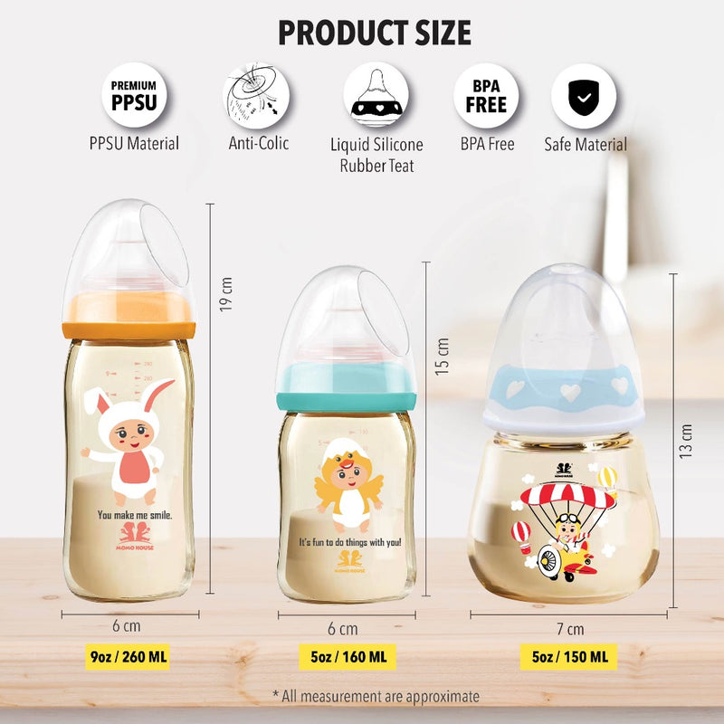 (Limited Edition) MOMO HOUSE PPSU Nursing Bottle Milk Bottle Wide Neck Milk Bottle PPSU Bottle Botol Susu Wide Neck