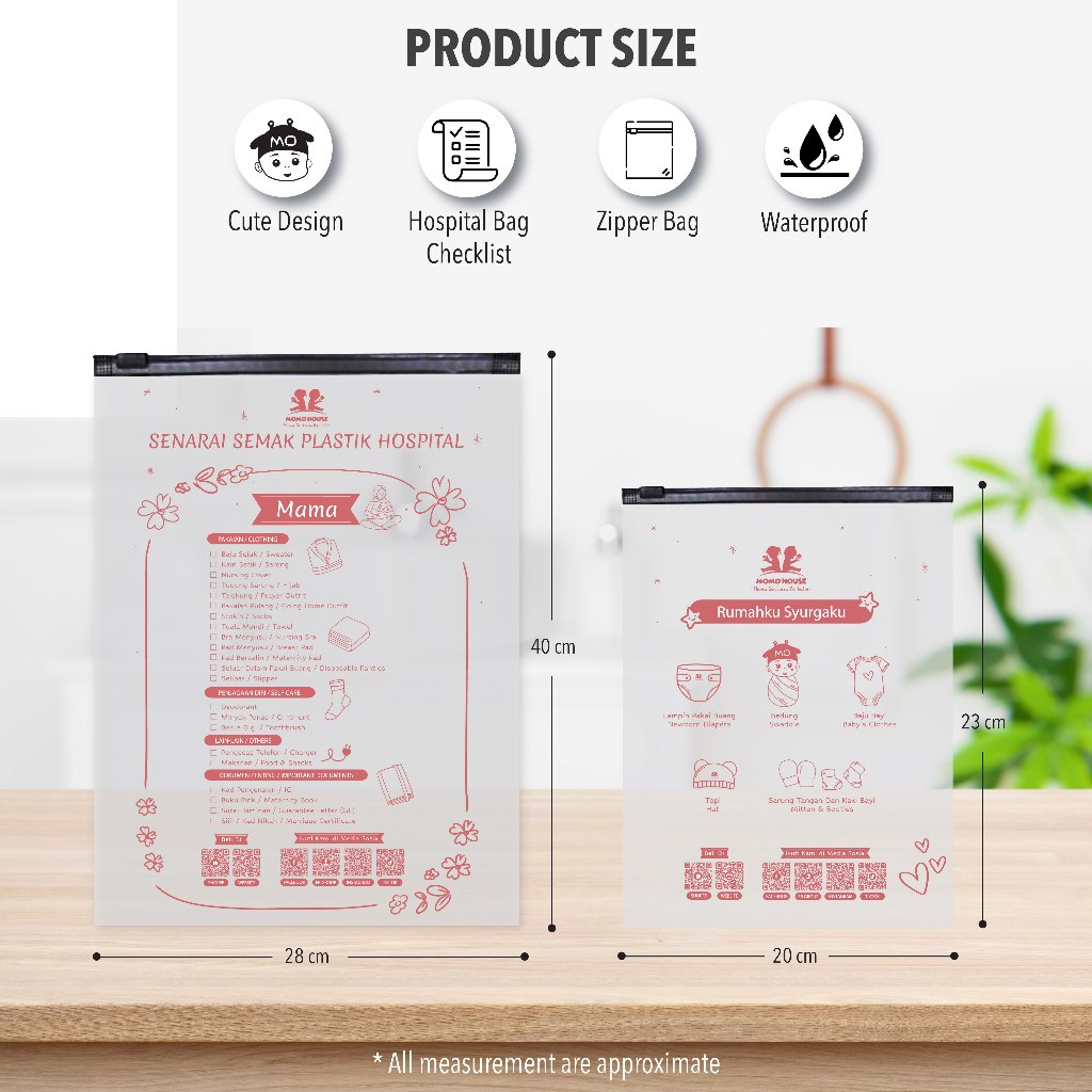 Momo House Ziplock Bag Hospital Bag For Baby Zipper Bag For Clothes Organizer Plastik Hospital Bersalin