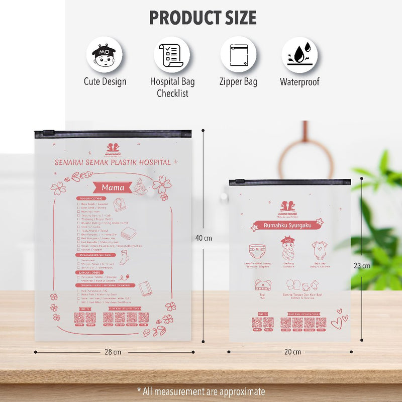 Momo House Ziplock Bag Hospital Bag For Baby Zipper Bag For Clothes Organizer Plastik Hospital Bersalin
