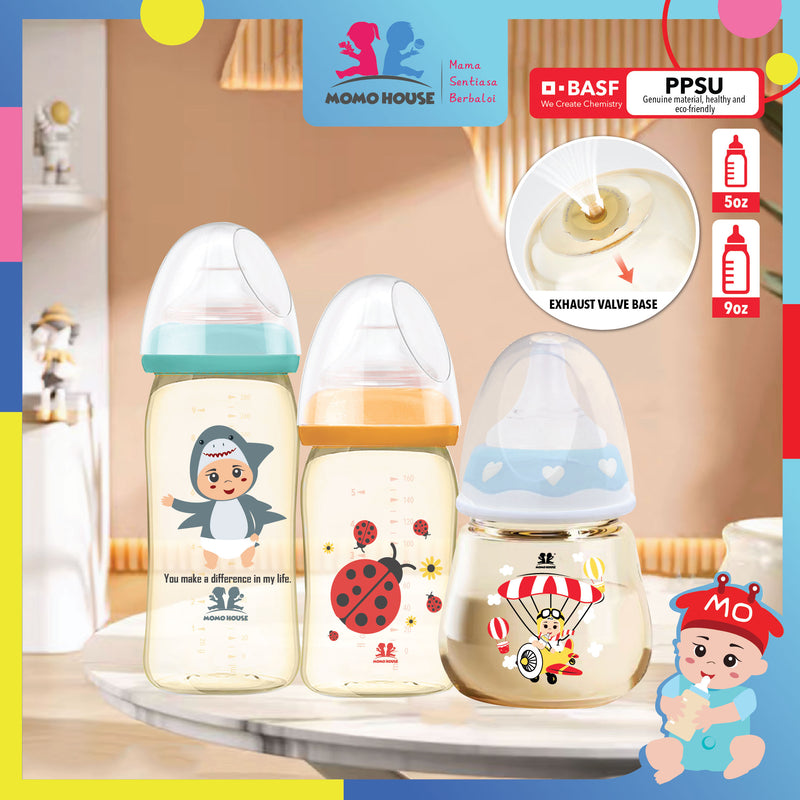 MOMO HOUSE PPSU Nursing Bottle Milk Bottle Wide Neck Milk Bottle PPSU Bottle Botol Susu Puting Wide Neck