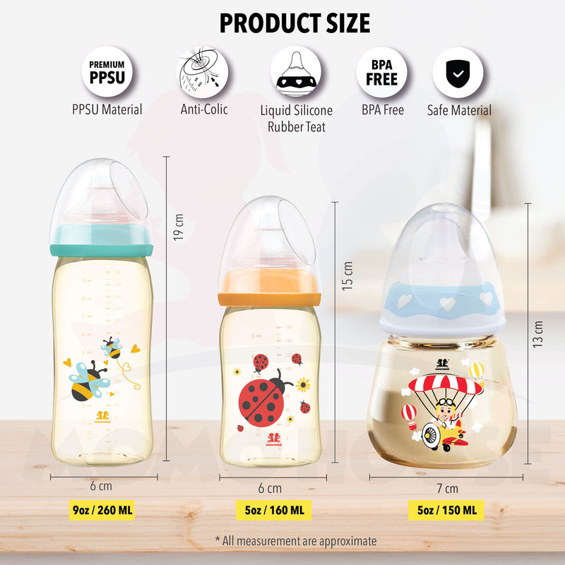 MOMO HOUSE PPSU Nursing Bottle Milk Bottle Wide Neck Milk Bottle PPSU Bottle Botol Susu Puting Wide Neck