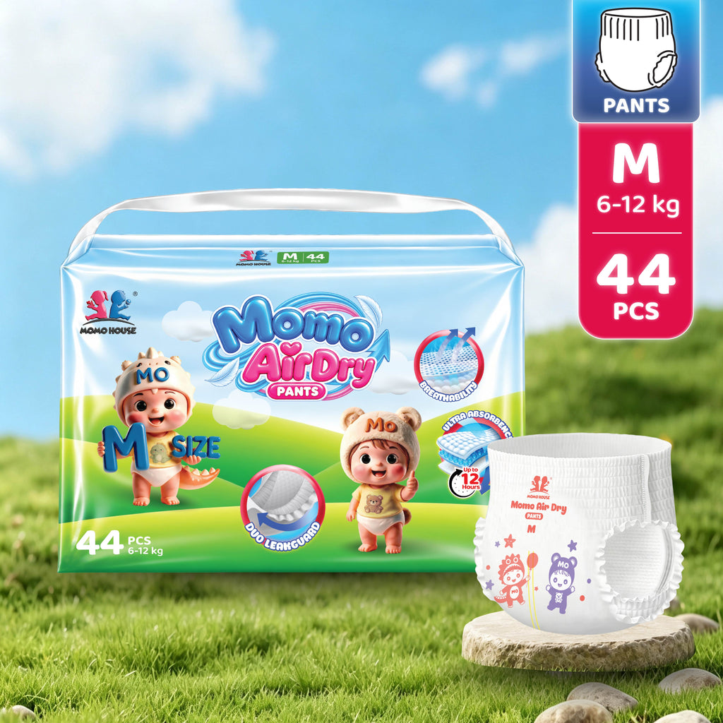 Momo House Momo AirDry Pants Lampin Pakai Buang Jenis Seluar Super Lembut Untuk Kanak-Kanak Diaper Pants Kids Super Soft Popok Bayi Bernafas Nyaman untuk Keseharian