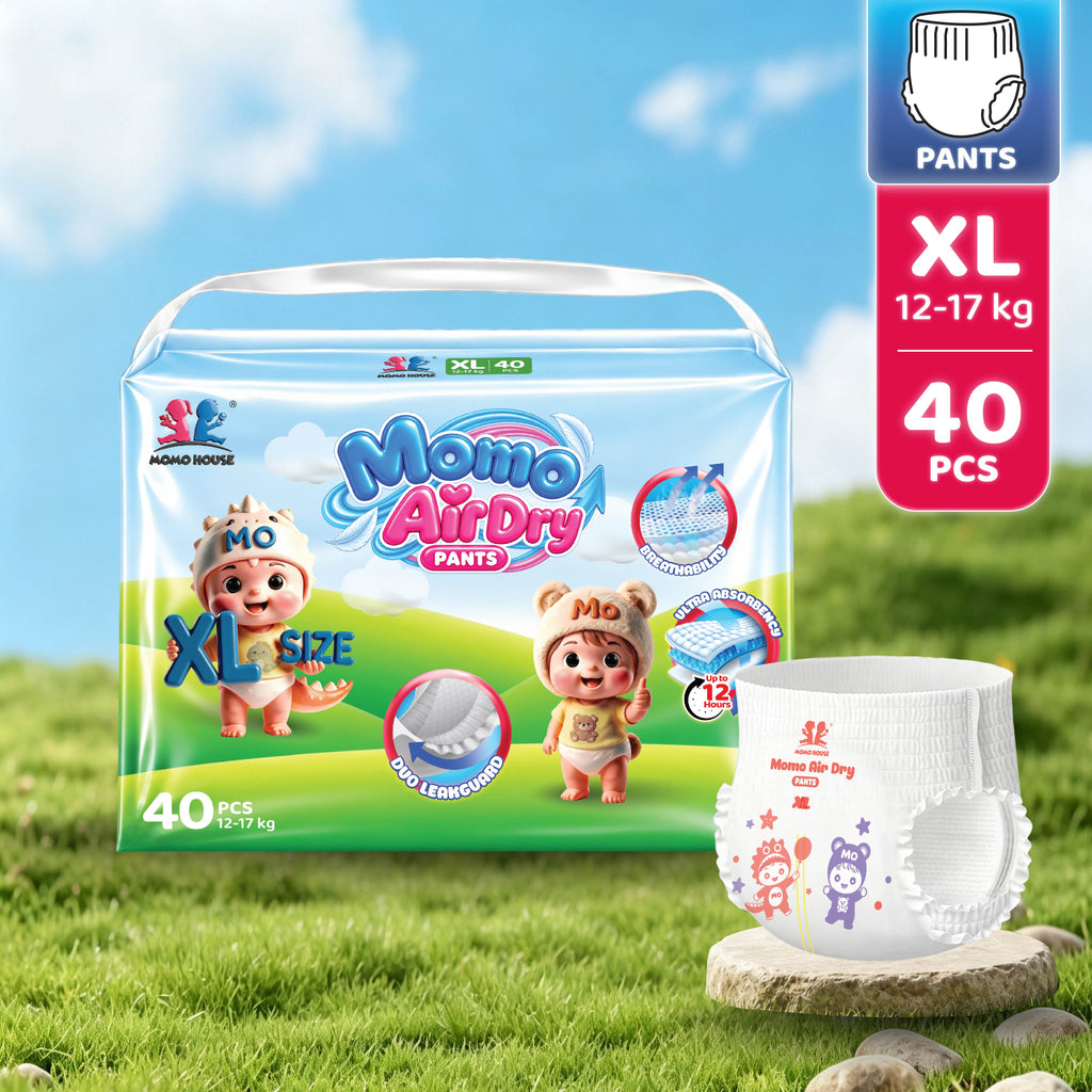Momo House Momo AirDry Pants Lampin Pakai Buang Jenis Seluar Super Lembut Untuk Kanak-Kanak Diaper Pants Kids Super Soft Popok Bayi Bernafas Nyaman untuk Keseharian