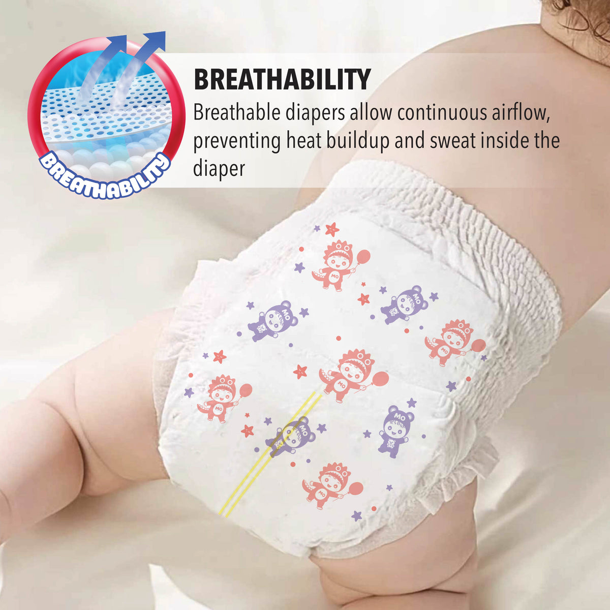 Momo House Momo AirDry Pants Lampin Pakai Buang Jenis Seluar Super Lembut Untuk Kanak-Kanak Diaper Pants Kids Super Soft Popok Bayi Bernafas Nyaman untuk Keseharian