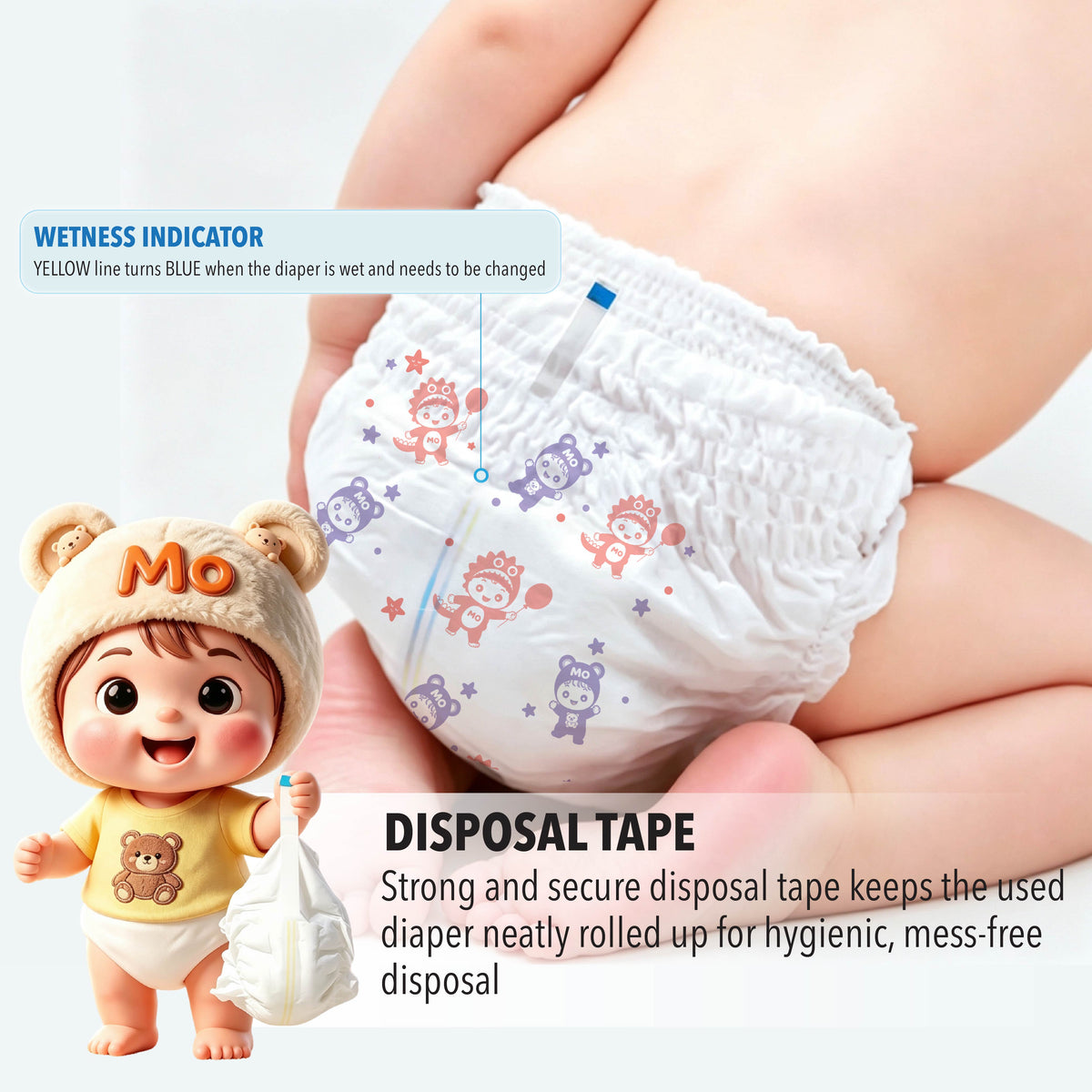 Momo House Momo AirDry Pants Lampin Pakai Buang Jenis Seluar Super Lembut Untuk Kanak-Kanak Diaper Pants Kids Super Soft Popok Bayi Bernafas Nyaman untuk Keseharian