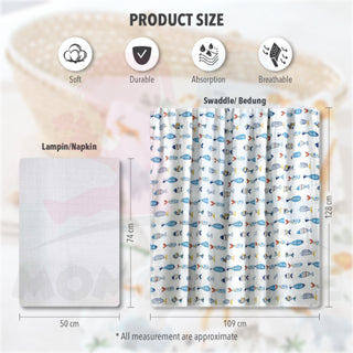 Newborn Baby Muslin Swaddle Soft Blanket Kain Bedung Kain Selimut Napkin Lampin - Premium Quality